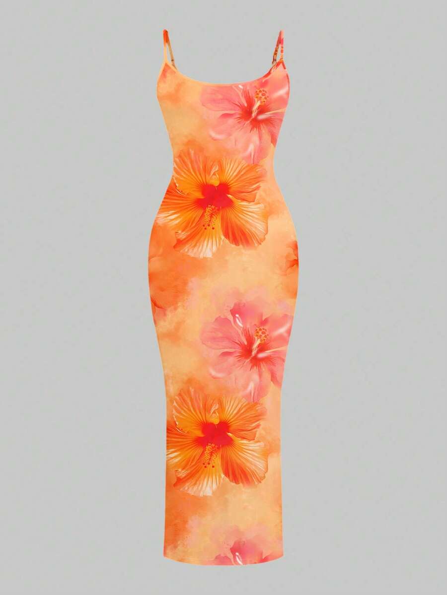 Slaydiva 2025/Summer Outfits For Women/Fall Women Clothes/Summer Dresses For Women/Elegant Dresses For Women/Wedding Guest Dress Women/Vacation Outfits Woman/Going Out/Classy Outfits For Women/Floral Graphic Casual Minimalist Sleeveless Dress Chic Dress