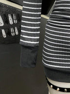 StreetHx Women's Casual Striped V-Neck Long Sleeve Short Dress