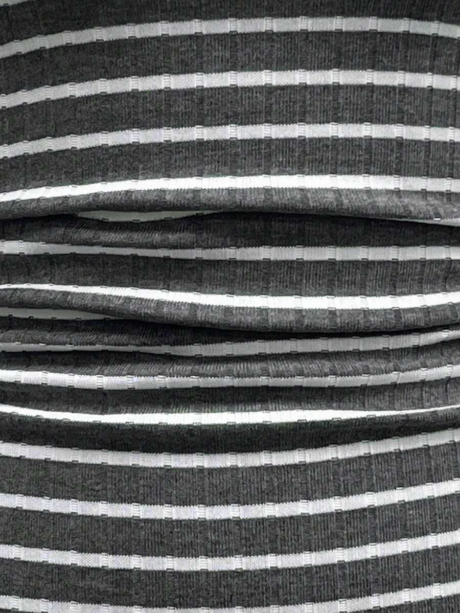 StreetHx Women's Casual Striped V-Neck Long Sleeve Short Dress