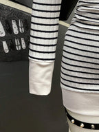 StreetHx Women's Casual Striped V-Neck Long Sleeve Short Dress