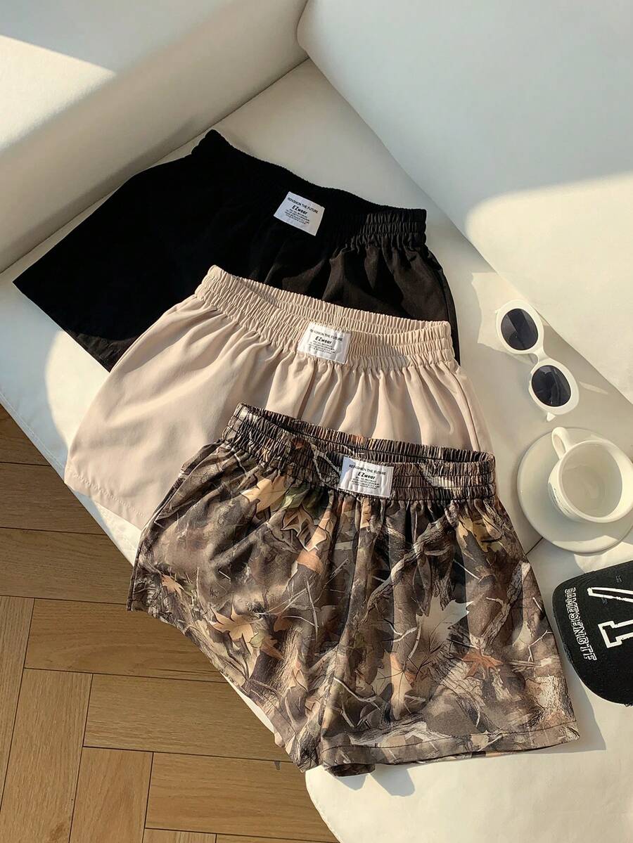 Comfortcana 3pcs Comfortable Women's Short Length Casual Shorts In Woven Fabric For Everyday Looks Shorts Pack Camo Print Shorts