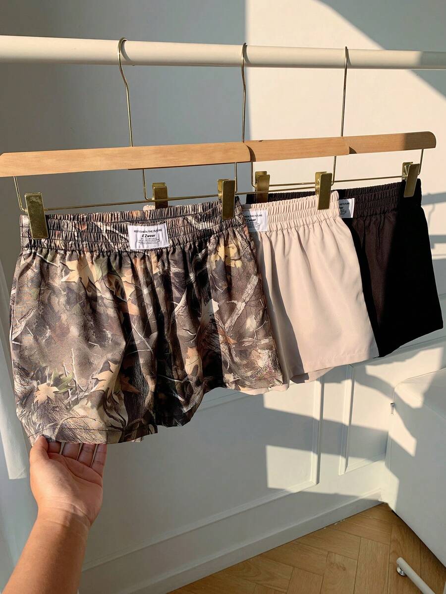 Comfortcana 3pcs Comfortable Women's Short Length Casual Shorts In Woven Fabric For Everyday Looks Shorts Pack Camo Print Shorts