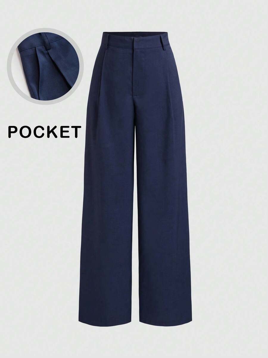 Vela Rue Minimalist Design Jumpsuit Pants, Hook & Zipper Closure, Thin Solid Green Straight Leg Trousers, Flattering Wide Leg, Fashionable All Season