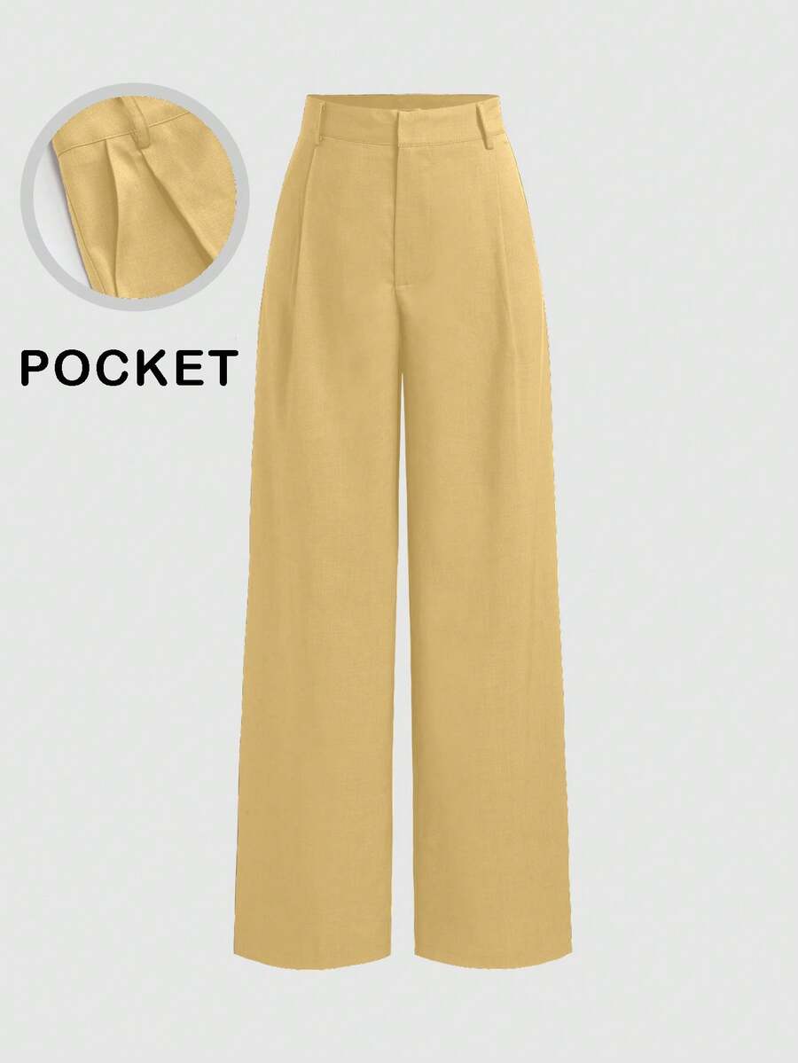 Vela Rue Minimalist Design Jumpsuit Pants, Hook & Zipper Closure, Thin Solid Green Straight Leg Trousers, Flattering Wide Leg, Fashionable All Season
