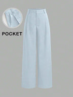 Vela Rue Minimalist Design Jumpsuit Pants, Hook & Zipper Closure, Thin Solid Green Straight Leg Trousers, Flattering Wide Leg, Fashionable All Season