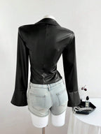 Elamini Women's New Sexy V-Neck Long Sleeve Blouse, Metal Hook Closure And Ruffle Sleeve Design. Striped Print Ruffle Sleeve Shirt, Long Sleeve Top