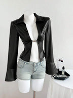 Elamini Women's New Sexy V-Neck Long Sleeve Blouse, Metal Hook Closure And Ruffle Sleeve Design. Striped Print Ruffle Sleeve Shirt, Long Sleeve Top