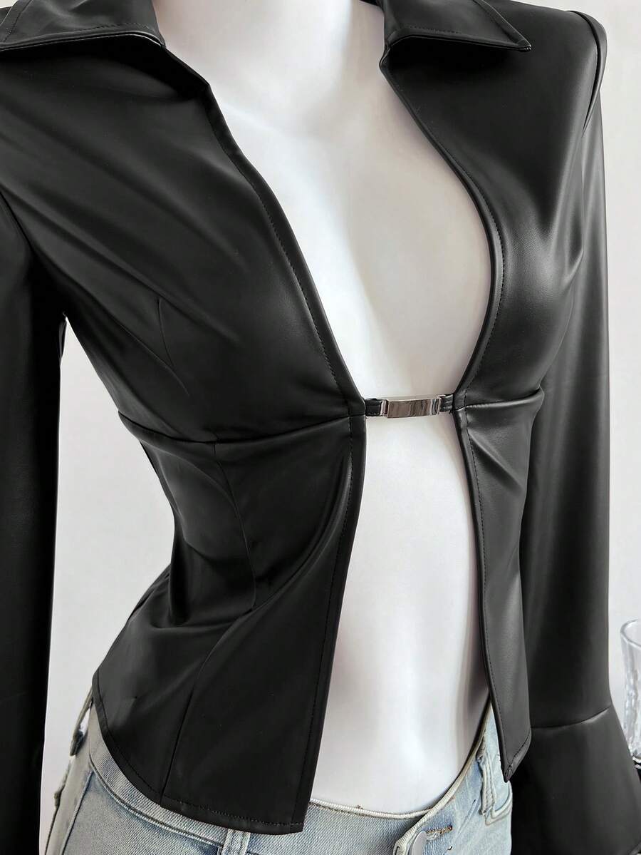 Elamini Women's New Sexy V-Neck Long Sleeve Blouse, Metal Hook Closure And Ruffle Sleeve Design. Striped Print Ruffle Sleeve Shirt, Long Sleeve Top