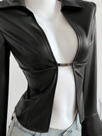 Elamini Women's New Sexy V-Neck Long Sleeve Blouse, Metal Hook Closure And Ruffle Sleeve Design. Striped Print Ruffle Sleeve Shirt, Long Sleeve Top