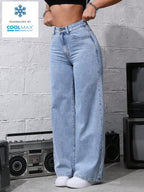 SHEIN ICON Women's Loose Fit Wide Leg Pockets Casual Versatile Jeans Pants