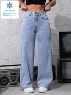SHEIN ICON Women's Loose Fit Wide Leg Pockets Casual Versatile Jeans Pants