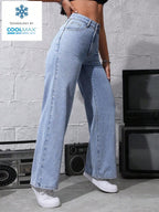 SHEIN ICON Women's Loose Fit Wide Leg Pockets Casual Versatile Jeans Pants
