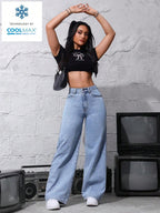 SHEIN ICON Women's Loose Fit Wide Leg Pockets Casual Versatile Jeans Pants