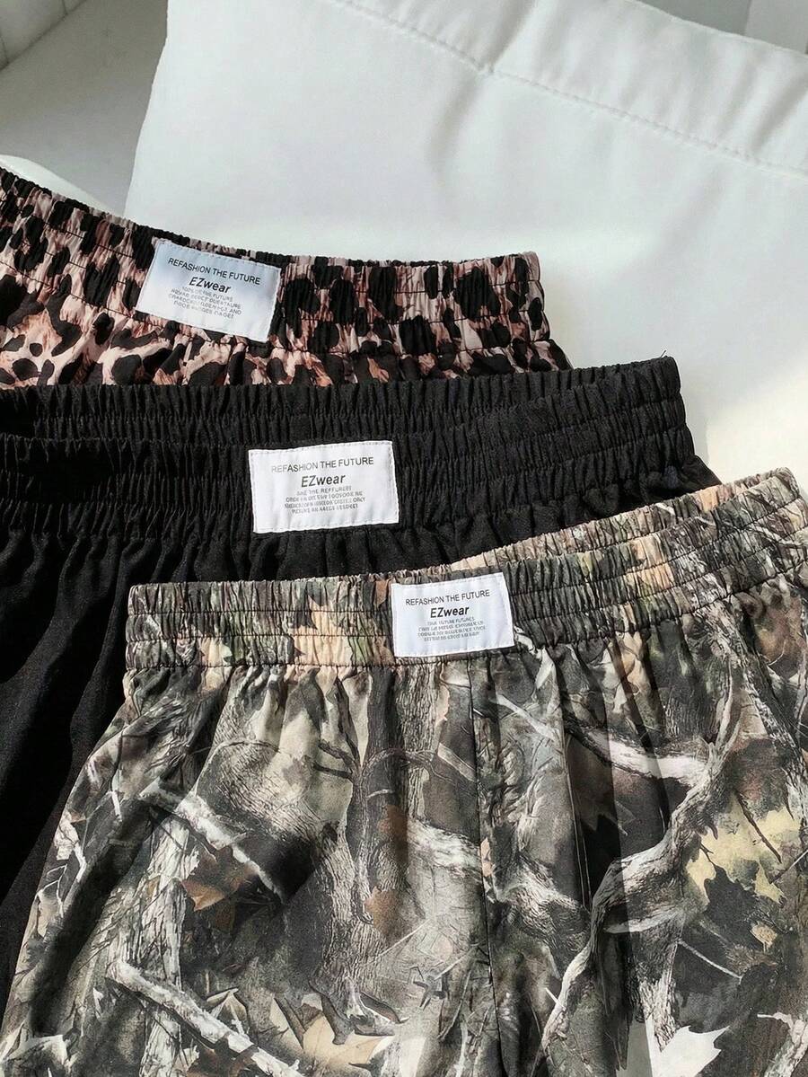 Comfortcana 3pcs Comfortable Women's Short Length Casual Shorts In Woven Fabric For Everyday Looks Shorts Pack Camo Print Shorts
