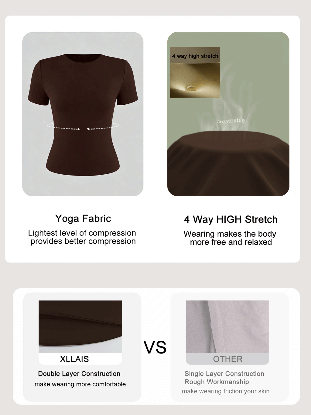 XLLAIS 2025 Model Black Short Sleeve Crew Neck Solid Color Basic Fitted Casual T-Shirt For Women, Summer