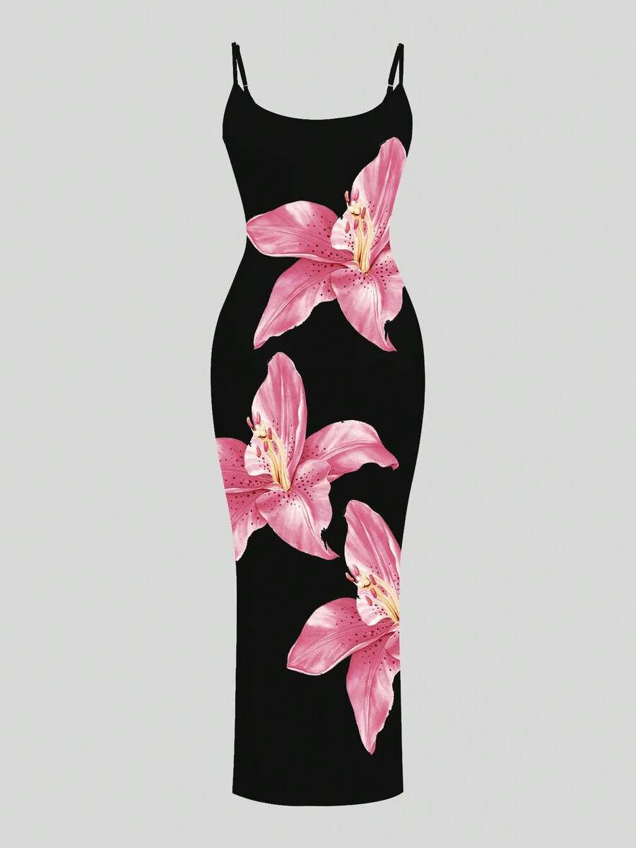 Slaydiva 2025/Summer Outfits For Women/Fall Women Clothes/Summer Dresses For Women/Elegant Dresses For Women/Wedding Guest Dress Women/Vacation Outfits Woman/Going Out/Classy Outfits For Women/Floral Graphic Casual Minimalist Sleeveless Dress Chic Dress