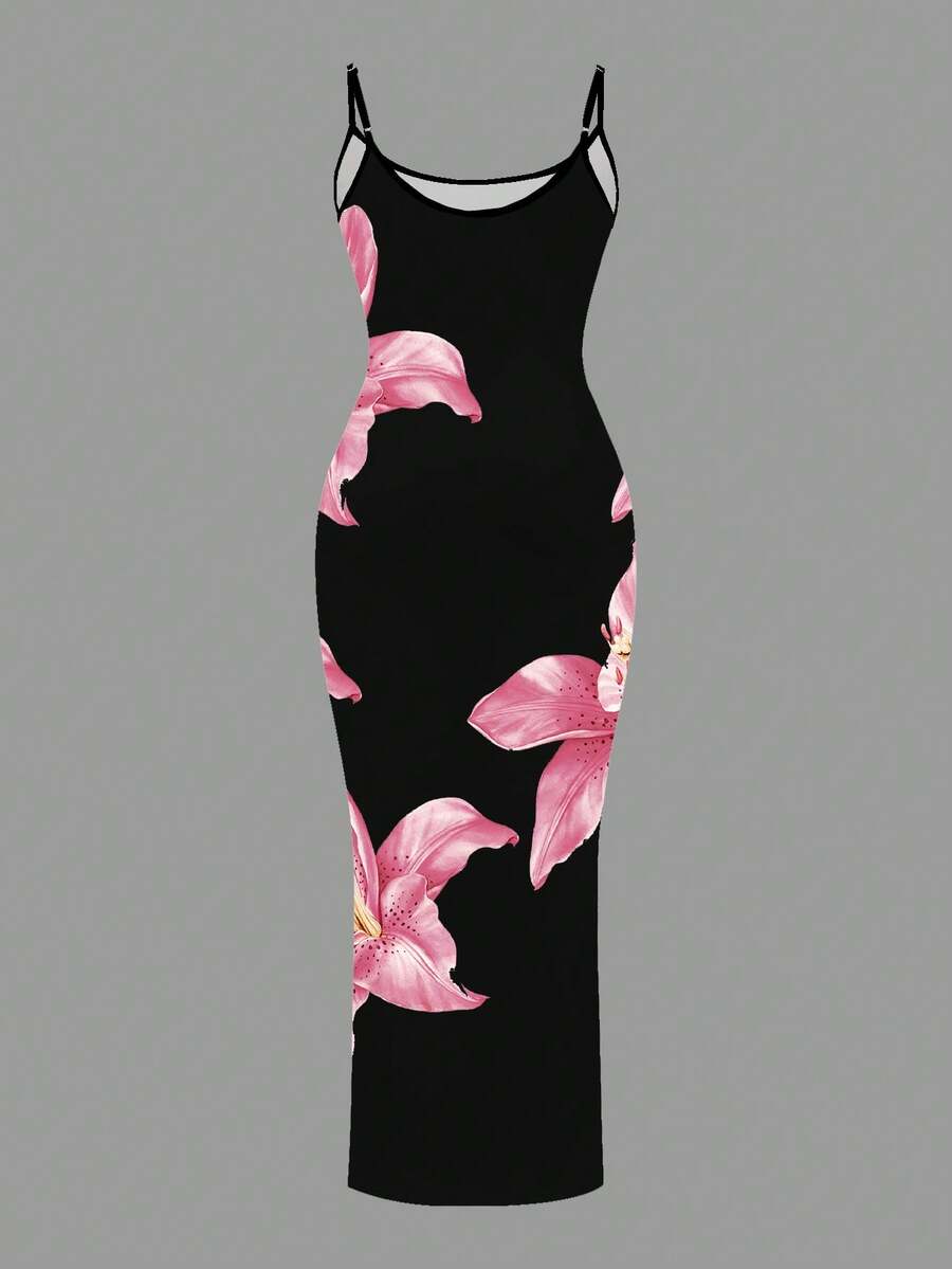 Slaydiva 2025/Summer Outfits For Women/Fall Women Clothes/Summer Dresses For Women/Elegant Dresses For Women/Wedding Guest Dress Women/Vacation Outfits Woman/Going Out/Classy Outfits For Women/Floral Graphic Casual Minimalist Sleeveless Dress Chic Dress