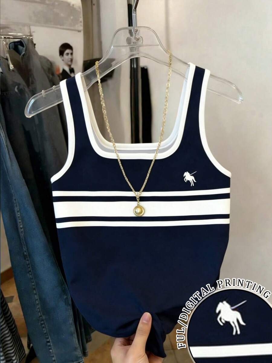 Resyla Striped Regular Fit Women's Sleeveless Crew Neck Tank Top