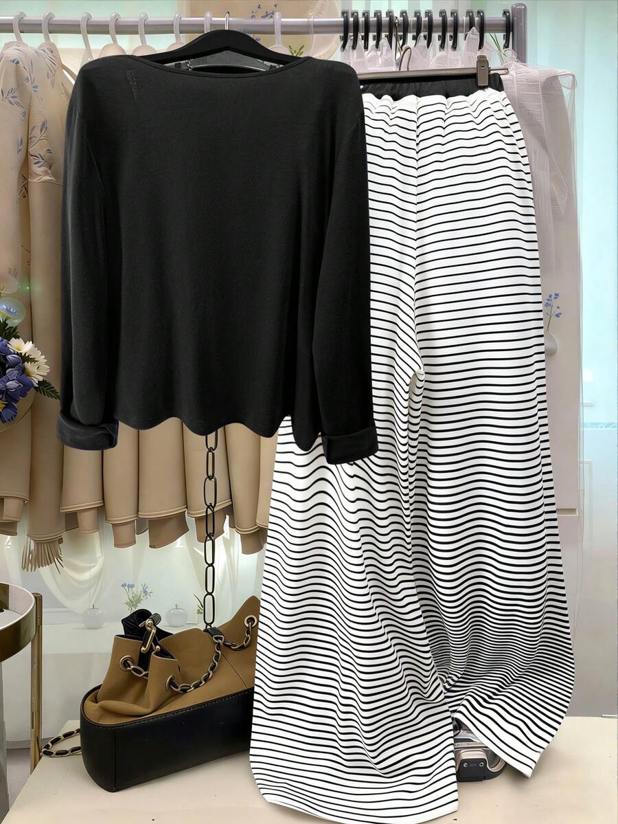 GlowEve CURVE Plus Size Solid Color Knit Cardigan, Front Button Closure, Striped Fitted Drawstring Decor, Elegant Casual Commute Outerwear