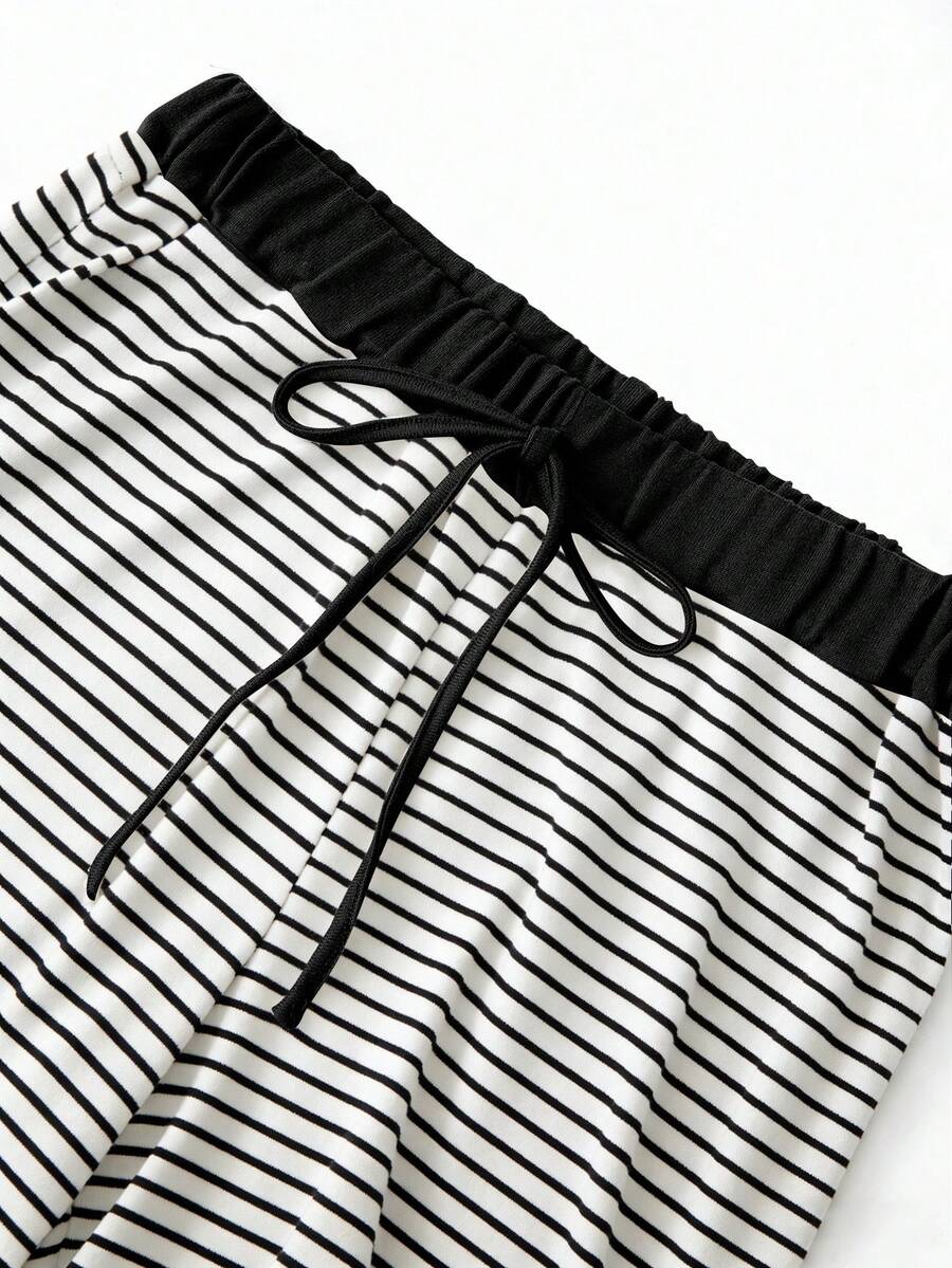 GlowEve CURVE Plus Size Solid Color Knit Cardigan, Front Button Closure, Striped Fitted Drawstring Decor, Elegant Casual Commute Outerwear