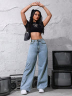 SHEIN ICON Women's Loose Fit Wide Leg Pockets Casual Versatile Jeans Pants