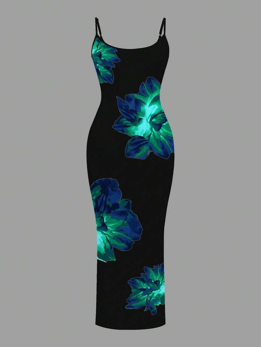 Slaydiva 2025/Summer Outfits For Women/Fall Women Clothes/Summer Dresses For Women/Elegant Dresses For Women/Wedding Guest Dress Women/Vacation Outfits Woman/Going Out/Classy Outfits For Women/Floral Graphic Casual Minimalist Sleeveless Dress Chic Dress
