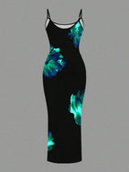 Slaydiva 2025/Summer Outfits For Women/Fall Women Clothes/Summer Dresses For Women/Elegant Dresses For Women/Wedding Guest Dress Women/Vacation Outfits Woman/Going Out/Classy Outfits For Women/Floral Graphic Casual Minimalist Sleeveless Dress Chic Dress