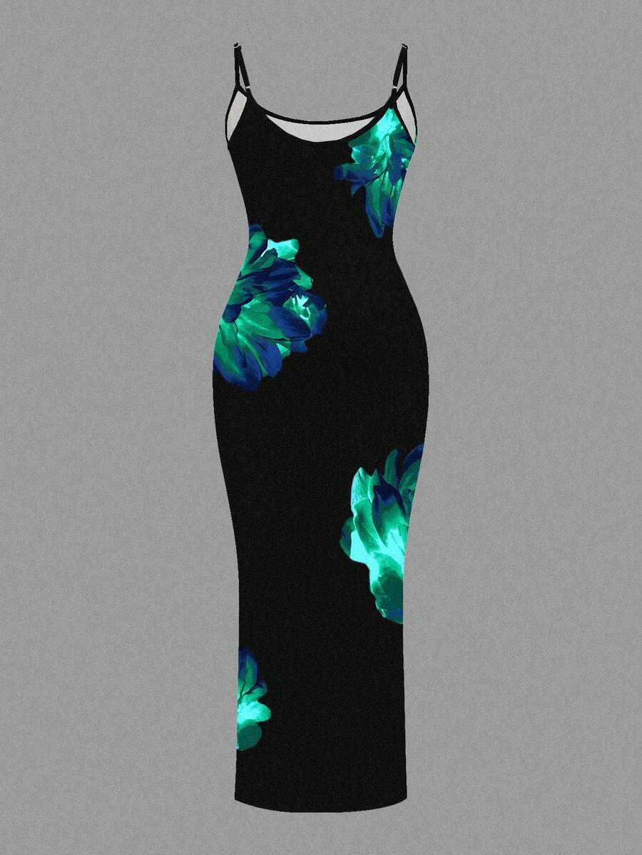 Slaydiva 2025/Summer Outfits For Women/Fall Women Clothes/Summer Dresses For Women/Elegant Dresses For Women/Wedding Guest Dress Women/Vacation Outfits Woman/Going Out/Classy Outfits For Women/Floral Graphic Casual Minimalist Sleeveless Dress Chic Dress