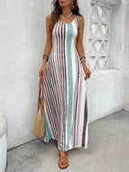EMERY ROSE Women's Retro Striped Sleeveless Round Neck Dress