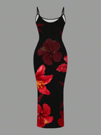 Slaydiva 2025/Summer Outfits For Women/Fall Women Clothes/Summer Dresses For Women/Elegant Dresses For Women/Wedding Guest Dress Women/Vacation Outfits Woman/Going Out/Classy Outfits For Women/Floral Graphic Casual Minimalist Sleeveless Dress Chic Dress