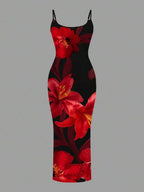 Slaydiva 2025/Summer Outfits For Women/Fall Women Clothes/Summer Dresses For Women/Elegant Dresses For Women/Wedding Guest Dress Women/Vacation Outfits Woman/Going Out/Classy Outfits For Women/Floral Graphic Casual Minimalist Sleeveless Dress Chic Dress