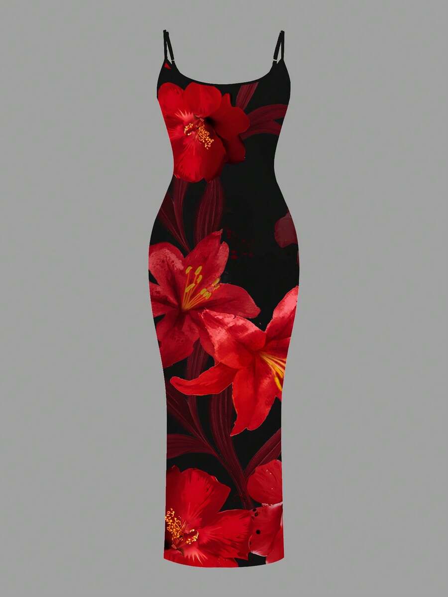 Slaydiva 2025/Summer Outfits For Women/Fall Women Clothes/Summer Dresses For Women/Elegant Dresses For Women/Wedding Guest Dress Women/Vacation Outfits Woman/Going Out/Classy Outfits For Women/Floral Graphic Casual Minimalist Sleeveless Dress Chic Dress