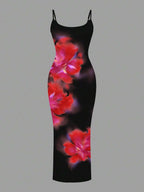 Slaydiva 2025/Summer Outfits For Women/Fall Women Clothes/Summer Dresses For Women/Elegant Dresses For Women/Wedding Guest Dress Women/Vacation Outfits Woman/Going Out/Classy Outfits For Women/Floral Graphic Casual Minimalist Sleeveless Dress Chic Dress