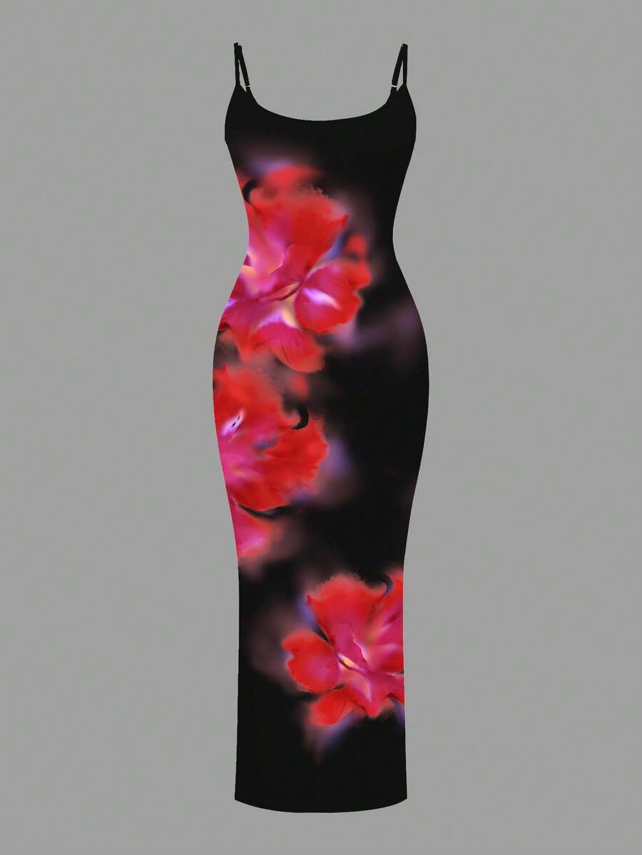Slaydiva 2025/Summer Outfits For Women/Fall Women Clothes/Summer Dresses For Women/Elegant Dresses For Women/Wedding Guest Dress Women/Vacation Outfits Woman/Going Out/Classy Outfits For Women/Floral Graphic Casual Minimalist Sleeveless Dress Chic Dress