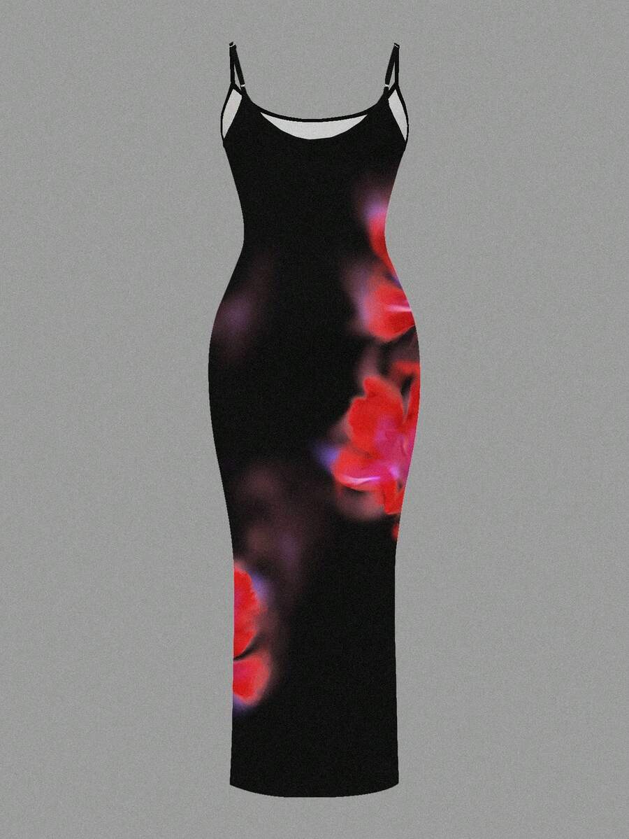 Slaydiva 2025/Summer Outfits For Women/Fall Women Clothes/Summer Dresses For Women/Elegant Dresses For Women/Wedding Guest Dress Women/Vacation Outfits Woman/Going Out/Classy Outfits For Women/Floral Graphic Casual Minimalist Sleeveless Dress Chic Dress