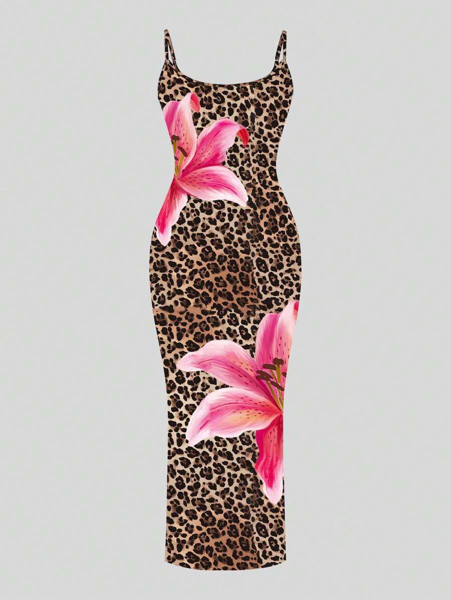 Slaydiva 2025/Summer Outfits For Women/Fall Women Clothes/Summer Dresses For Women/Elegant Dresses For Women/Wedding Guest Dress Women/Vacation Outfits Woman/Going Out/Classy Outfits For Women/Floral Graphic Casual Minimalist Sleeveless Dress Chic Dress