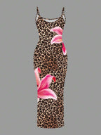 Slaydiva 2025/Summer Outfits For Women/Fall Women Clothes/Summer Dresses For Women/Elegant Dresses For Women/Wedding Guest Dress Women/Vacation Outfits Woman/Going Out/Classy Outfits For Women/Floral Graphic Casual Minimalist Sleeveless Dress Chic Dress