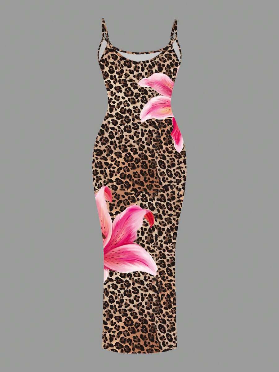 Slaydiva 2025/Summer Outfits For Women/Fall Women Clothes/Summer Dresses For Women/Elegant Dresses For Women/Wedding Guest Dress Women/Vacation Outfits Woman/Going Out/Classy Outfits For Women/Floral Graphic Casual Minimalist Sleeveless Dress Chic Dress