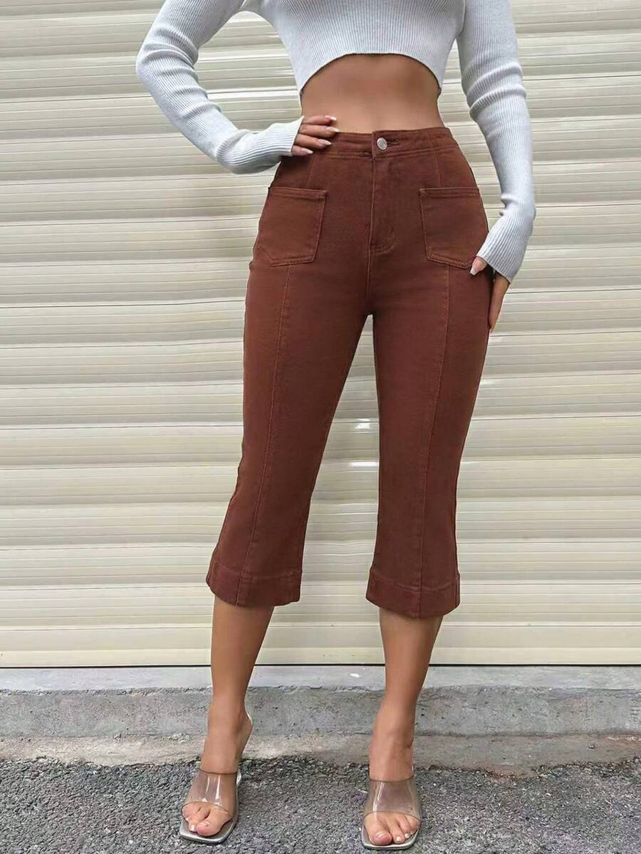 SHEIN Privé Women's Length Denim Capri Pants
