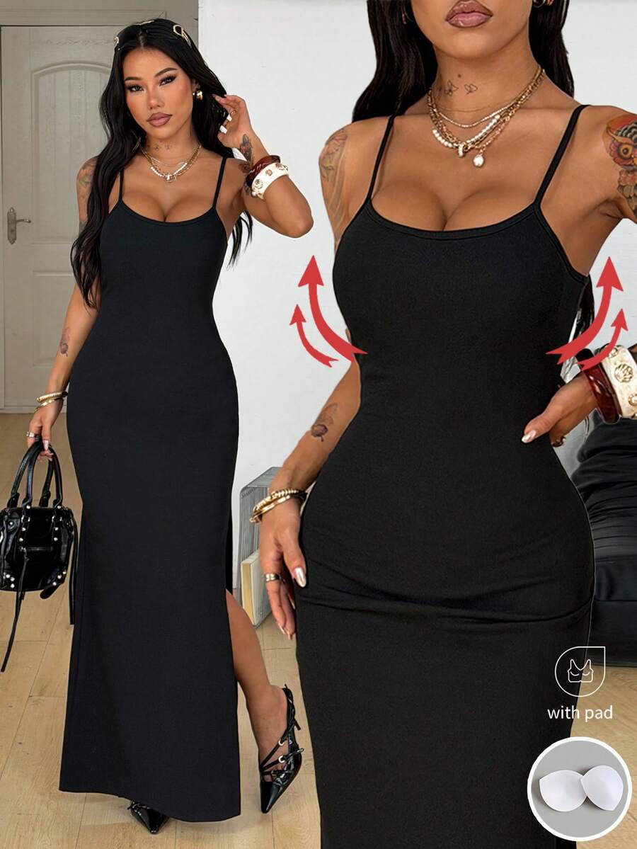 Coolane Women's Spring And Summer For Festival Coquette Daily Wear Going Out Date Night Stretchy Long Dress, Built-In Bra