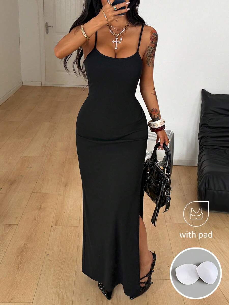 Coolane Women's Spring And Summer For Festival Coquette Daily Wear Going Out Date Night Stretchy Long Dress, Built-In Bra