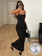 Coolane Women's Spring And Summer For Festival Coquette Daily Wear Going Out Date Night Stretchy Long Dress, Built-In Bra