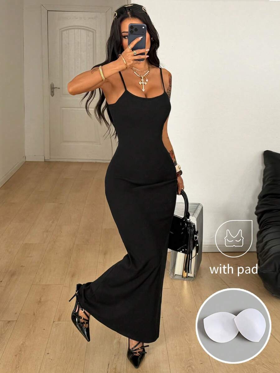 Coolane Women's Spring And Summer For Festival Coquette Daily Wear Going Out Date Night Stretchy Long Dress, Built-In Bra