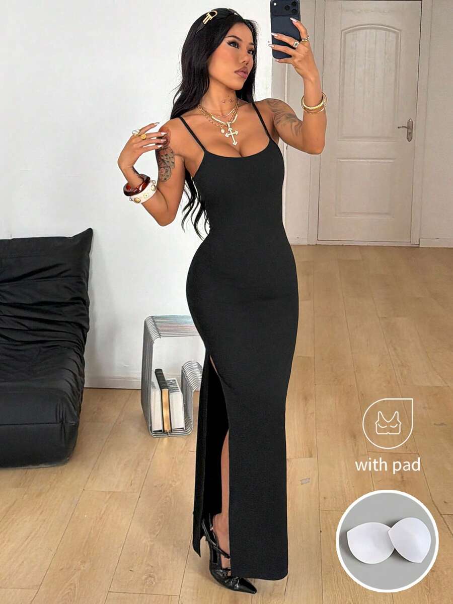 Coolane Women's Spring And Summer For Festival Coquette Daily Wear Going Out Date Night Stretchy Long Dress, Built-In Bra