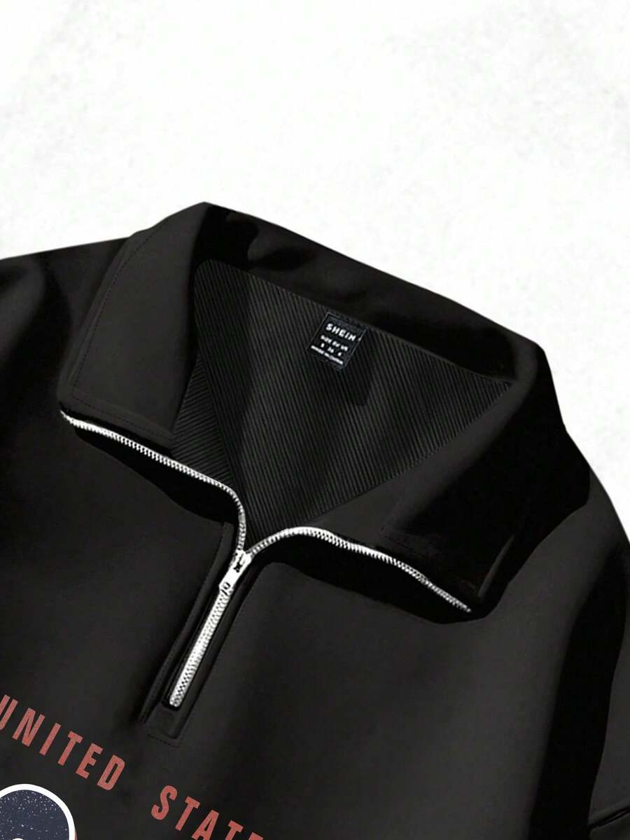 Attitoon Women's Loose Half-Zip High Neck Fleece Sweatshirt, Suitable For Autumn/Winter, Vintage, American Casual Style, 1997 Print,Fall,Chic,Grey,