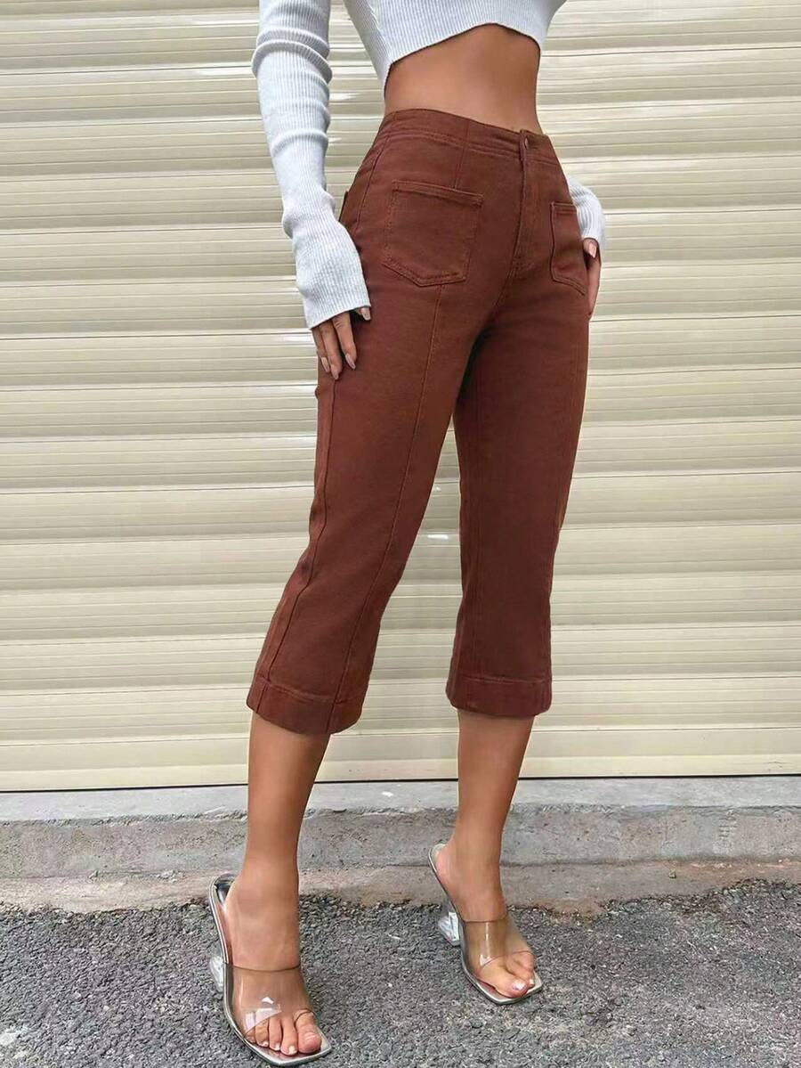 SHEIN Privé Women's Length Denim Capri Pants