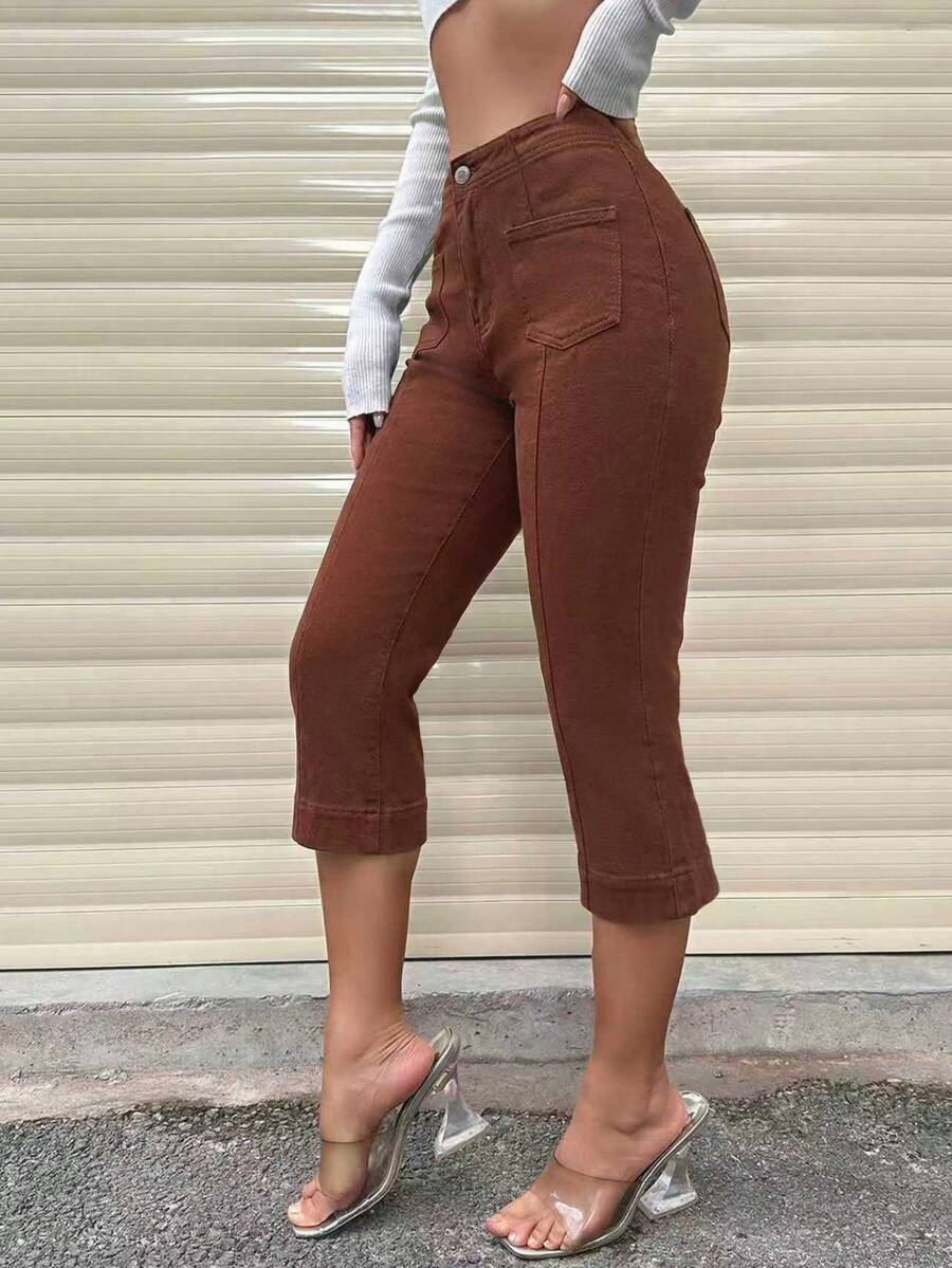 SHEIN Privé Women's Length Denim Capri Pants