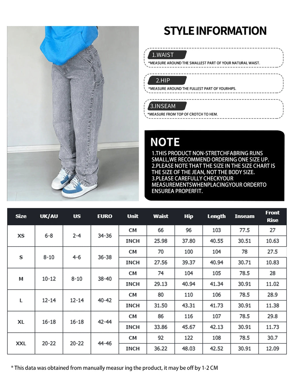 NVFelix Women's Loose Straight Leg Jeans, Distressed Wash, Elegant & Fashionable, Y2K Outdoor Style, Blue, Suitable For Winter, Thanksgiving And New Year Wear