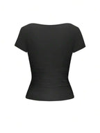 Vaiaye Women's Spring-Summer Sexy Fitted Knit Top, Solid Color Square Neck Casual T-Shirt, Suitable For Valentine's Day