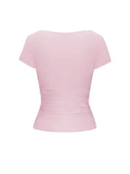 Vaiaye Women's Spring-Summer Sexy Fitted Knit Top, Solid Color Square Neck Casual T-Shirt, Suitable For Valentine's Day